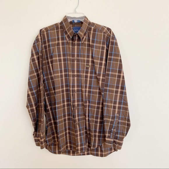 Faconnable Mens Cotton Plaid Button Down Shirt Size Large - Picture 1 of 6